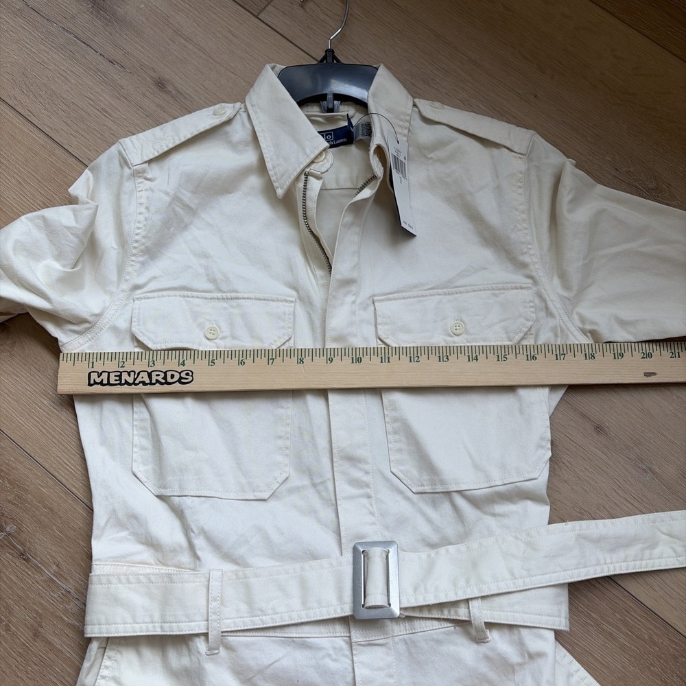 Polo Ralph Lauren Cream Utility  Safari Belted Womens Size 2 Wide Leg Jumpsuit - Picture 7 of 10